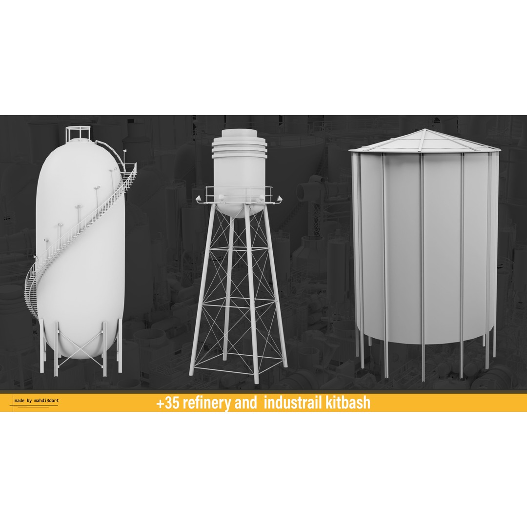 Refinery Industrial Kitbash 3D Model – High Detail Game Asset, FBX - View 12
