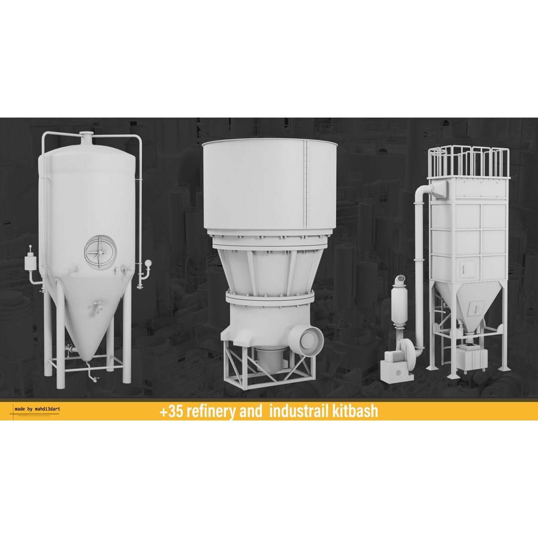 Refinery Industrial Kitbash 3D Model – High Detail Game Asset, FBX - View 13