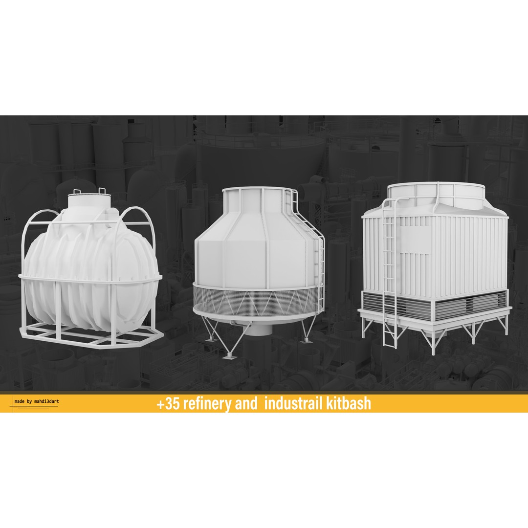 Refinery Industrial Kitbash 3D Model – High Detail Game Asset, FBX - View 14