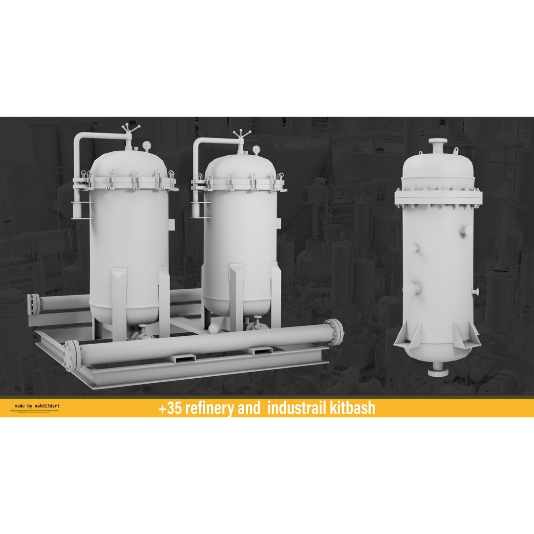 Refinery Industrial Kitbash 3D Model – High Detail Game Asset, FBX - View 17