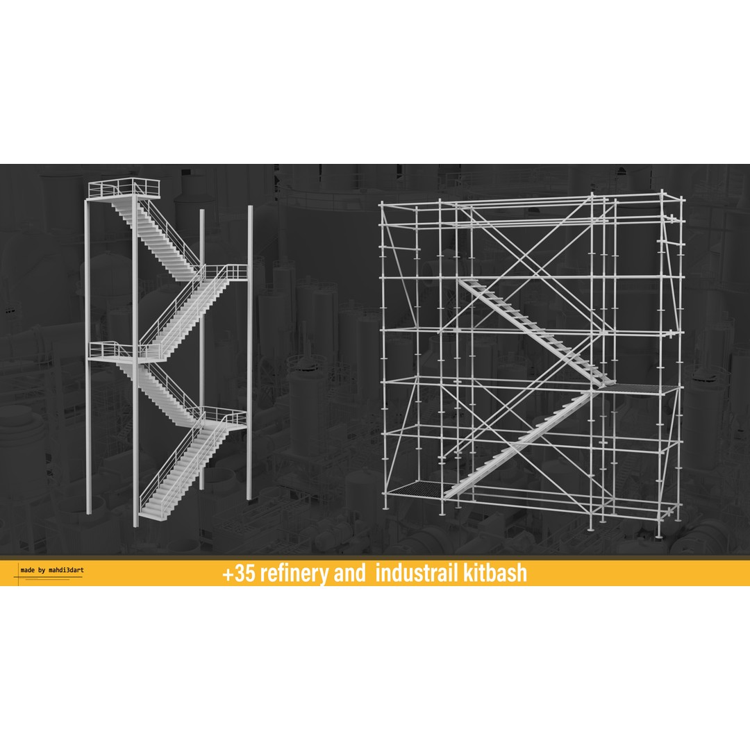 Refinery Industrial Kitbash 3D Model – High Detail Game Asset, FBX - View 18