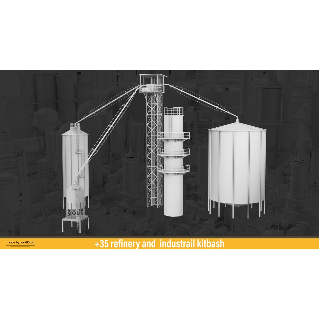 Refinery Industrial Kitbash 3D Model – High Detail Game Asset, FBX - View 20