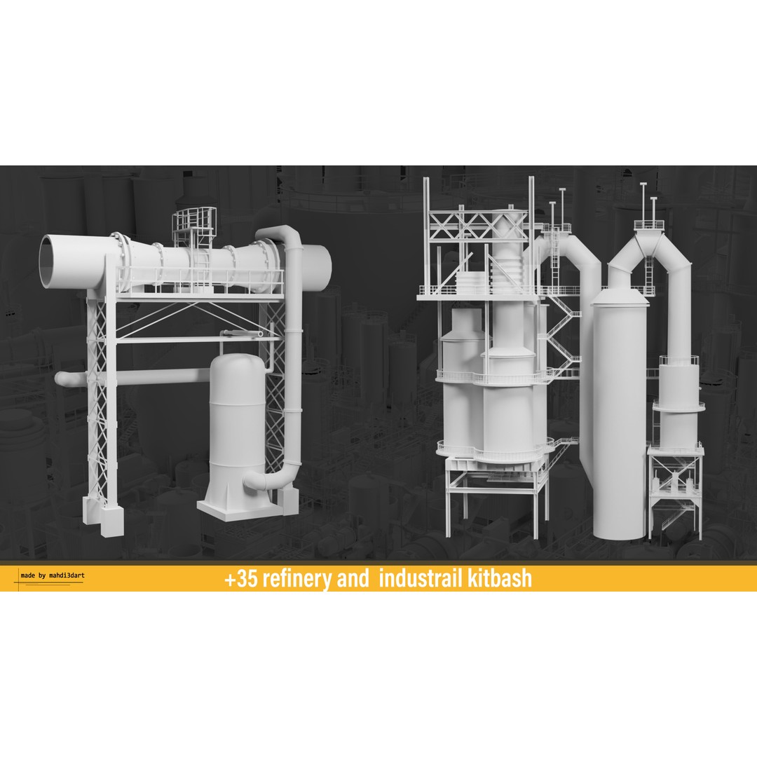 Refinery Industrial Kitbash 3D Model – High Detail Game Asset, FBX - View 21