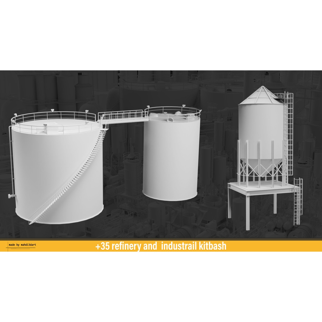 Refinery Industrial Kitbash 3D Model – High Detail Game Asset, FBX - View 22