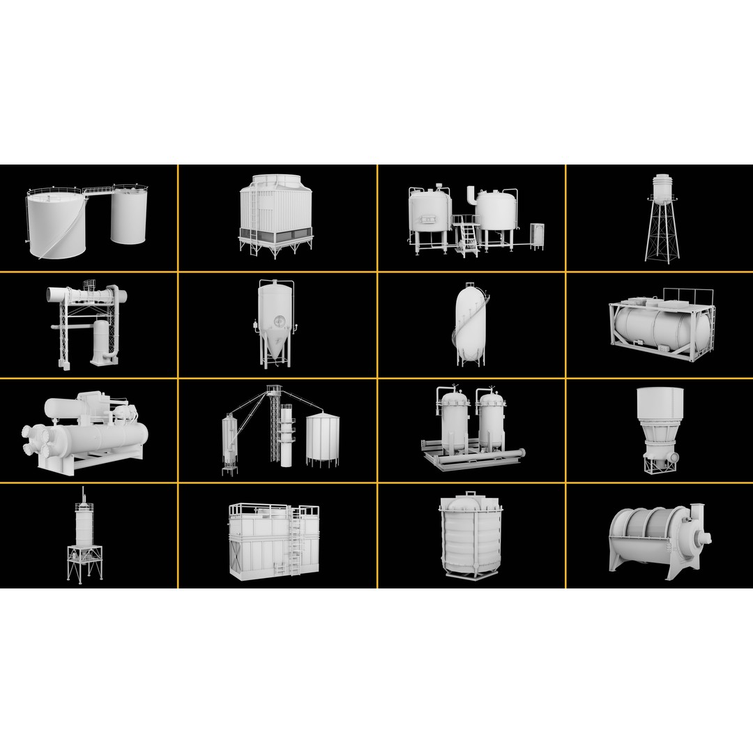 Refinery Industrial Kitbash 3D Model – High Detail Game Asset, FBX - View 25