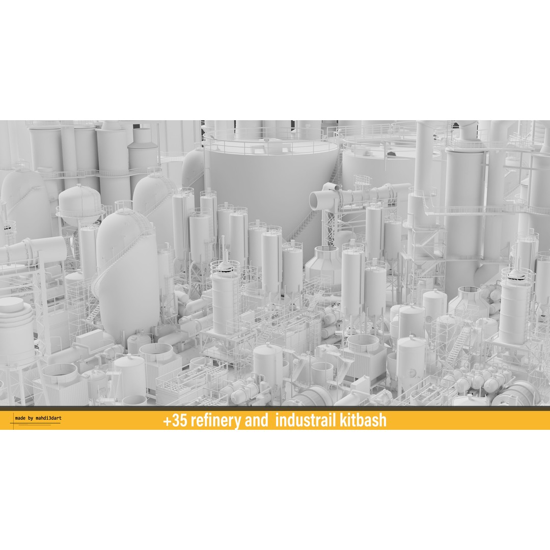 Refinery Industrial Kitbash 3D Model – High Detail Game Asset, FBX - View 3