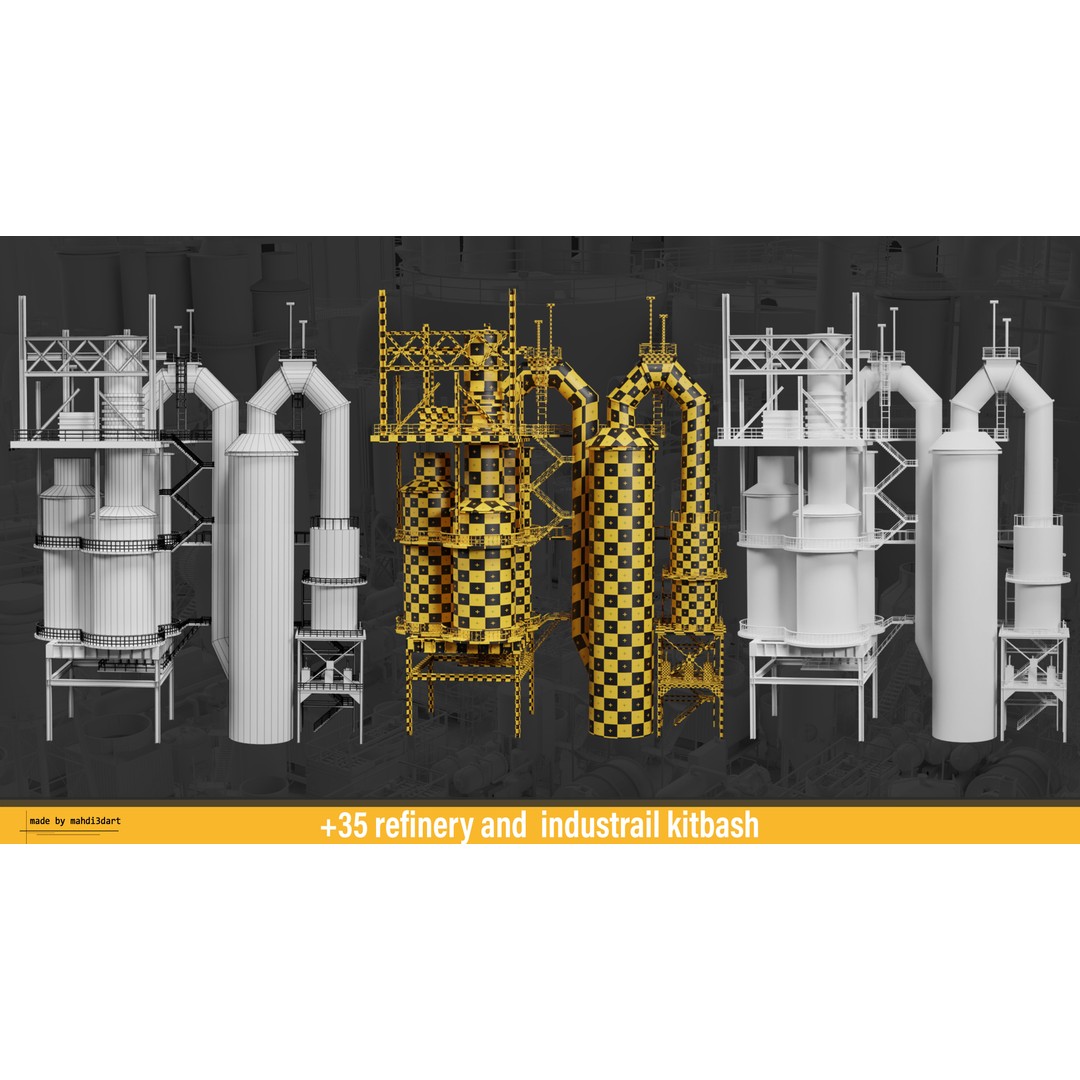 Refinery Industrial Kitbash 3D Model – High Detail Game Asset, FBX - View 4