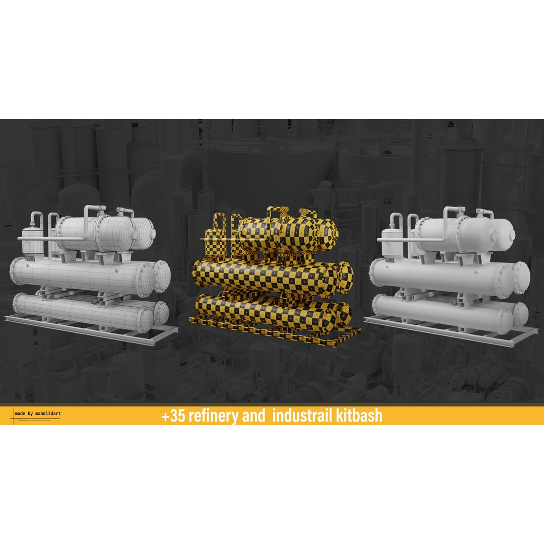 Refinery Industrial Kitbash 3D Model – High Detail Game Asset, FBX - View 5
