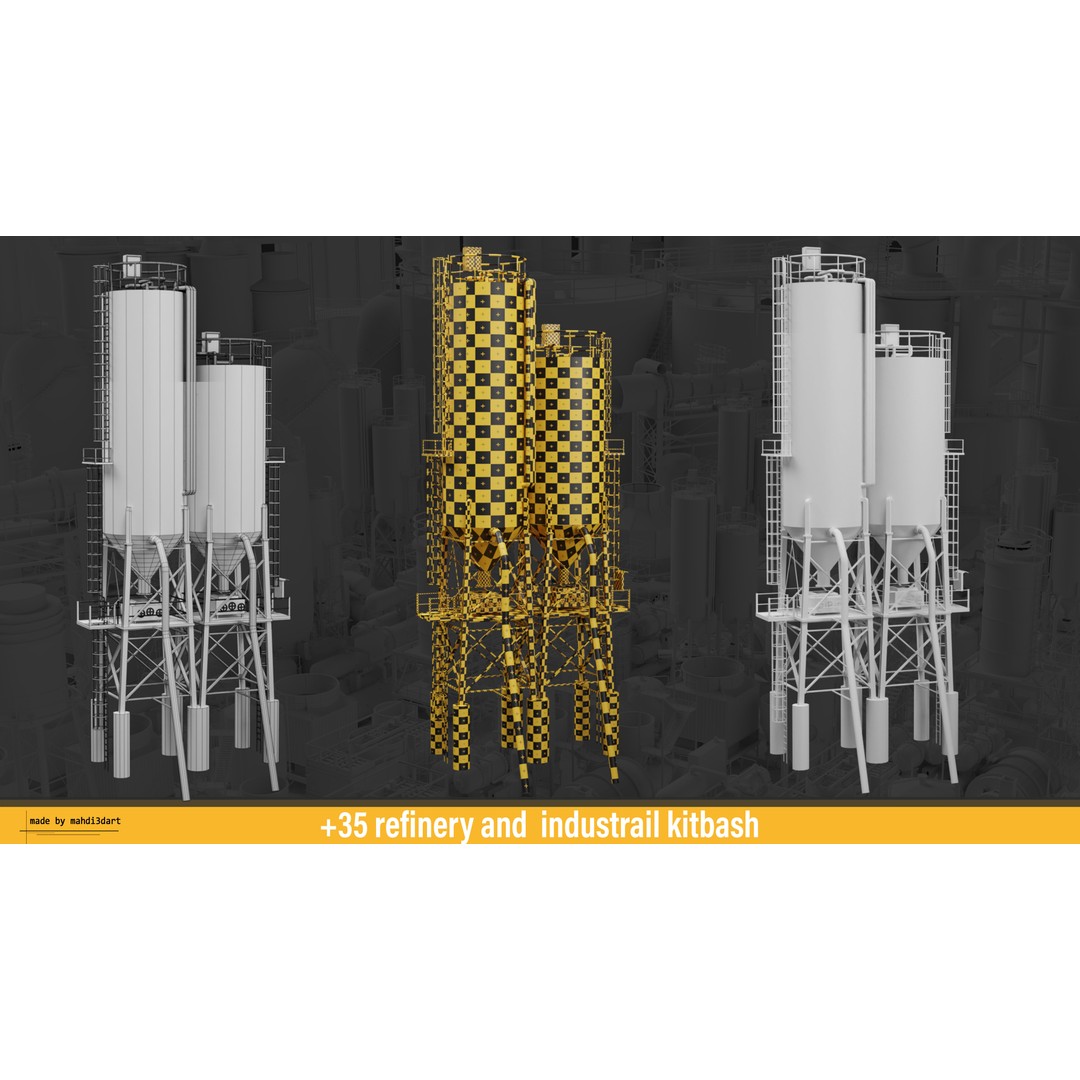 Refinery Industrial Kitbash 3D Model – High Detail Game Asset, FBX - View 6