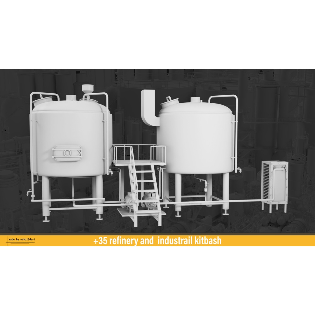 Refinery Industrial Kitbash 3D Model – High Detail Game Asset, FBX - View 9
