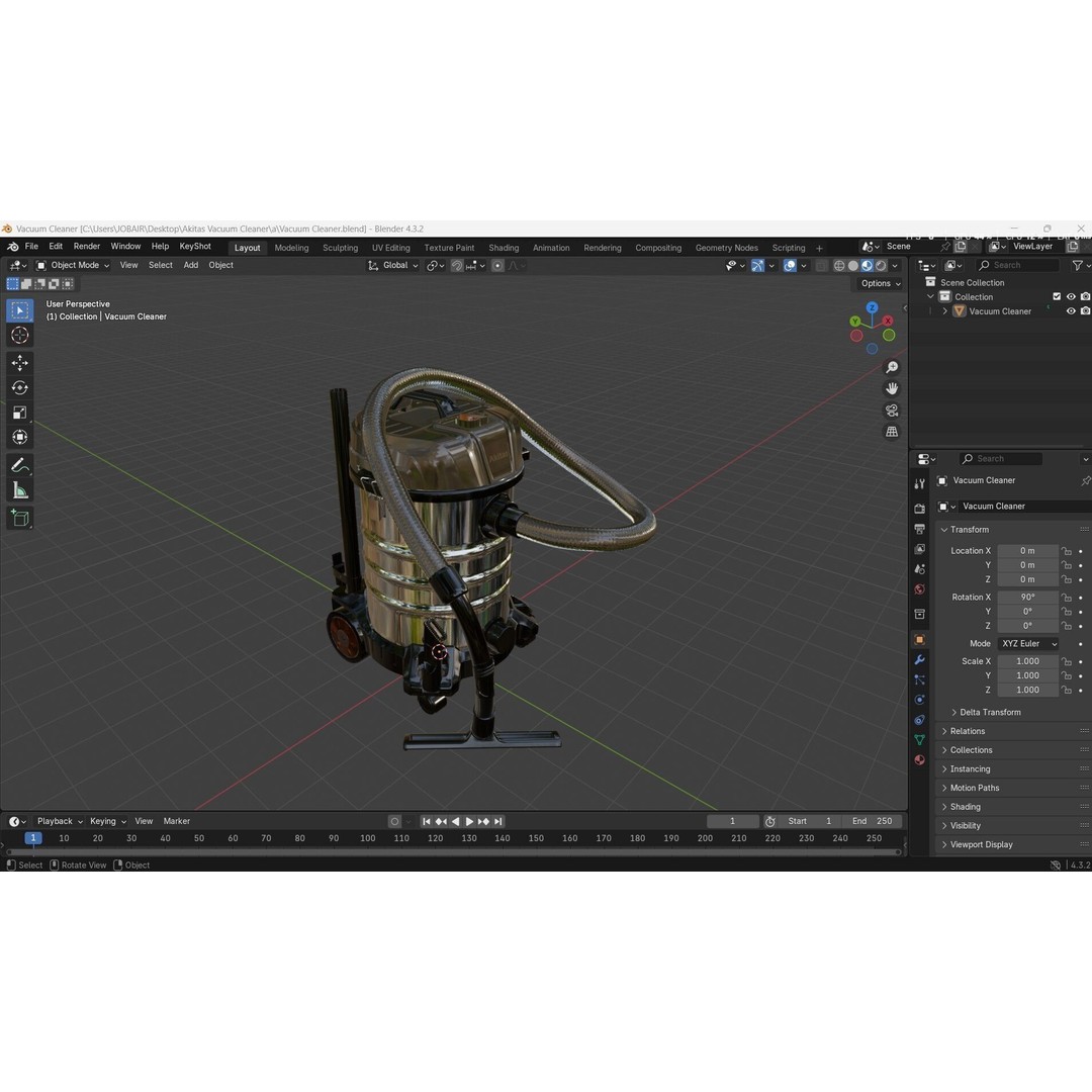 Akitas Wet & Dry Vacuum Cleaner 3D Model – Low Poly PBR Asset, FBX, OBJ - View 18