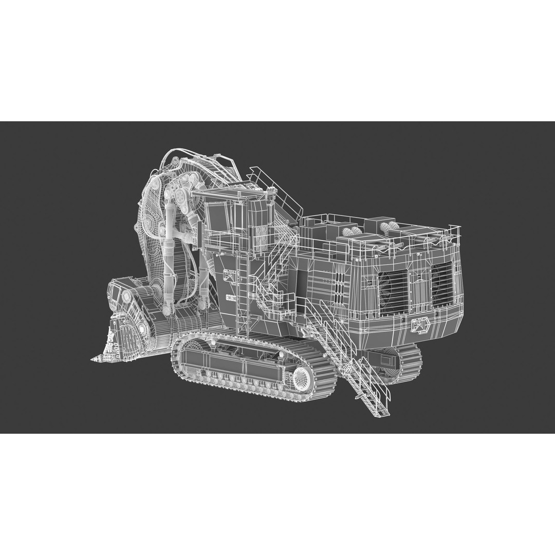 CAT 6060 Hydraulic Mining Shovel 3D Model – High Quality PBR Asset, FBX/OBJ - View 30