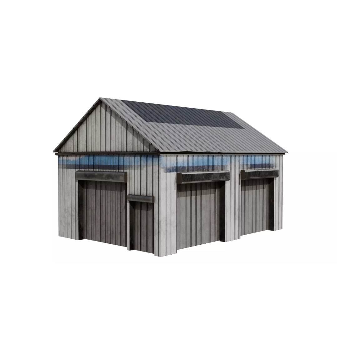 Warehouse 3D Model – Low Poly Industrial Game Asset, FBX, OBJ - View 2