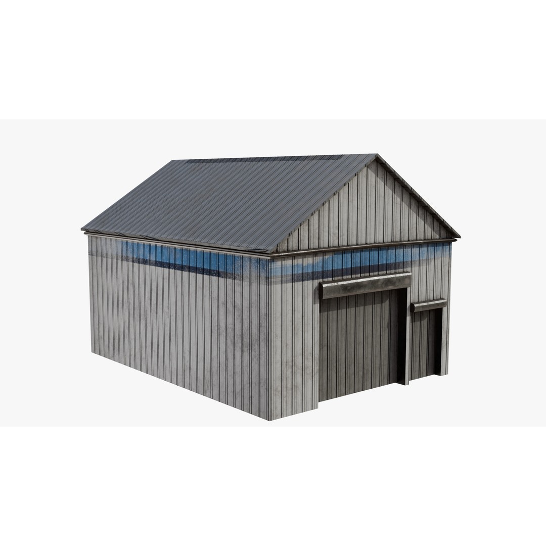 Warehouse 3D Model – Low Poly Industrial Game Asset, FBX, OBJ - View 3