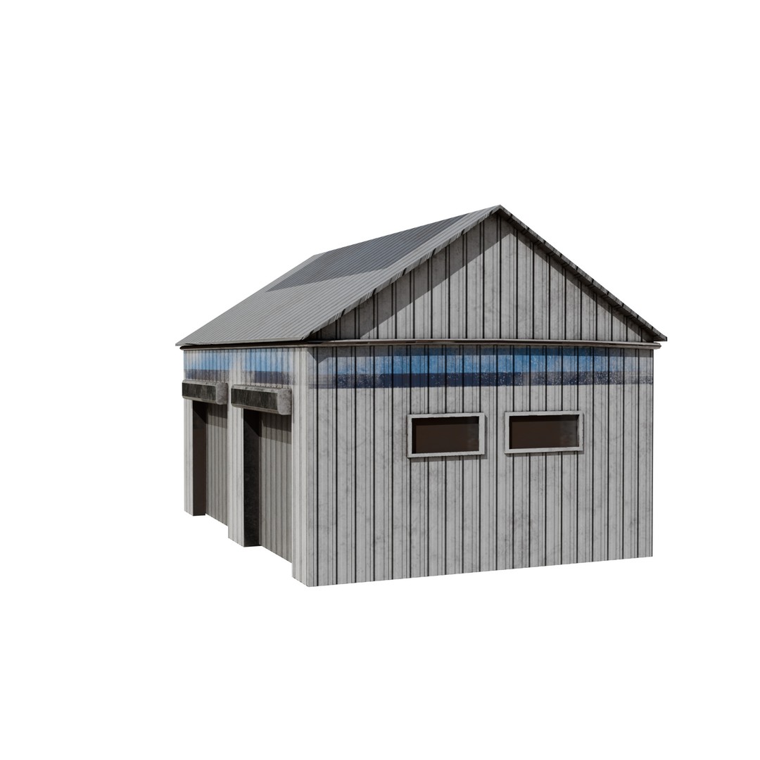 Warehouse 3D Model – Low Poly Industrial Game Asset, FBX, OBJ - View 4
