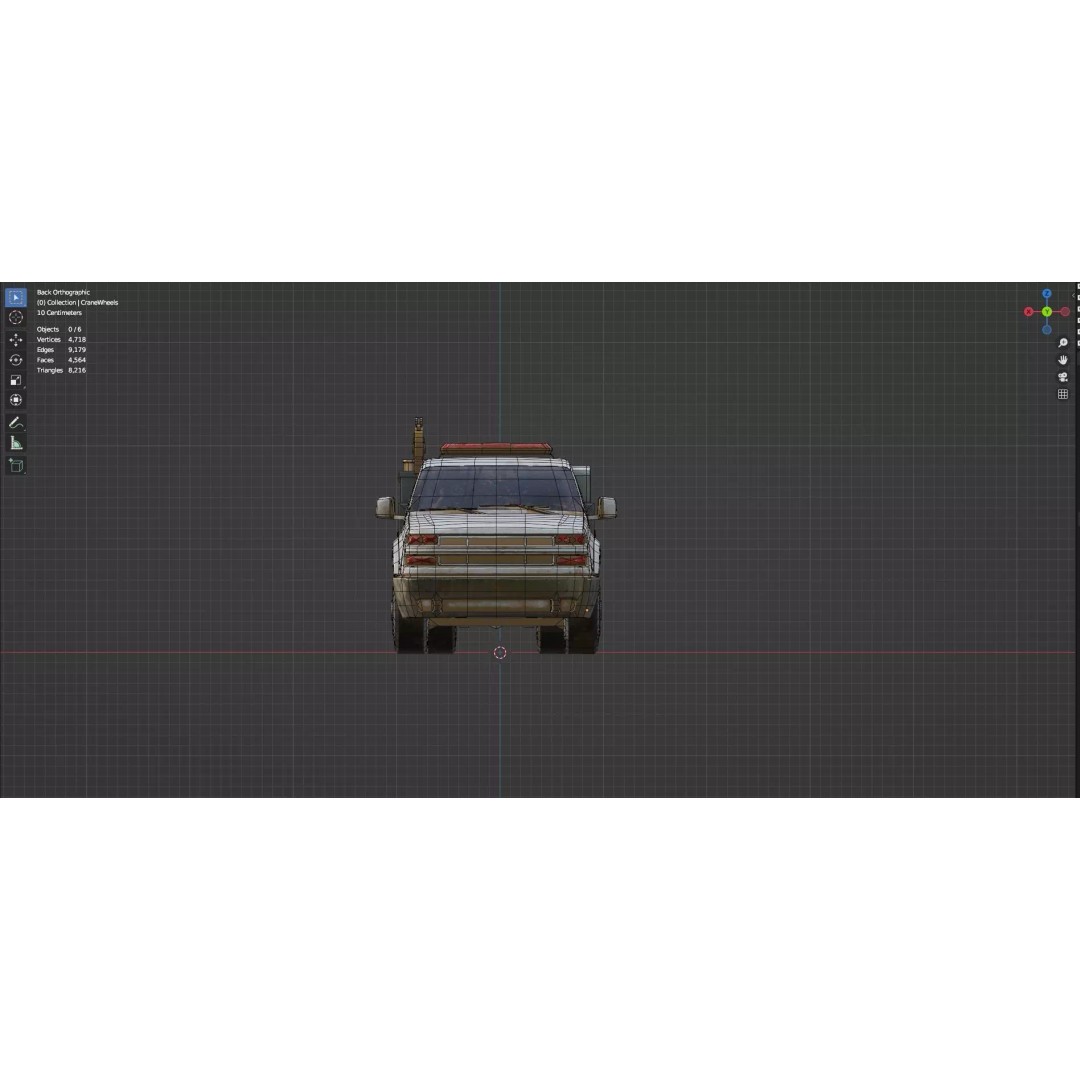 Low Poly Industrial Crane Truck 3D Model – Textured Game Asset, FBX, OBJ - View 10