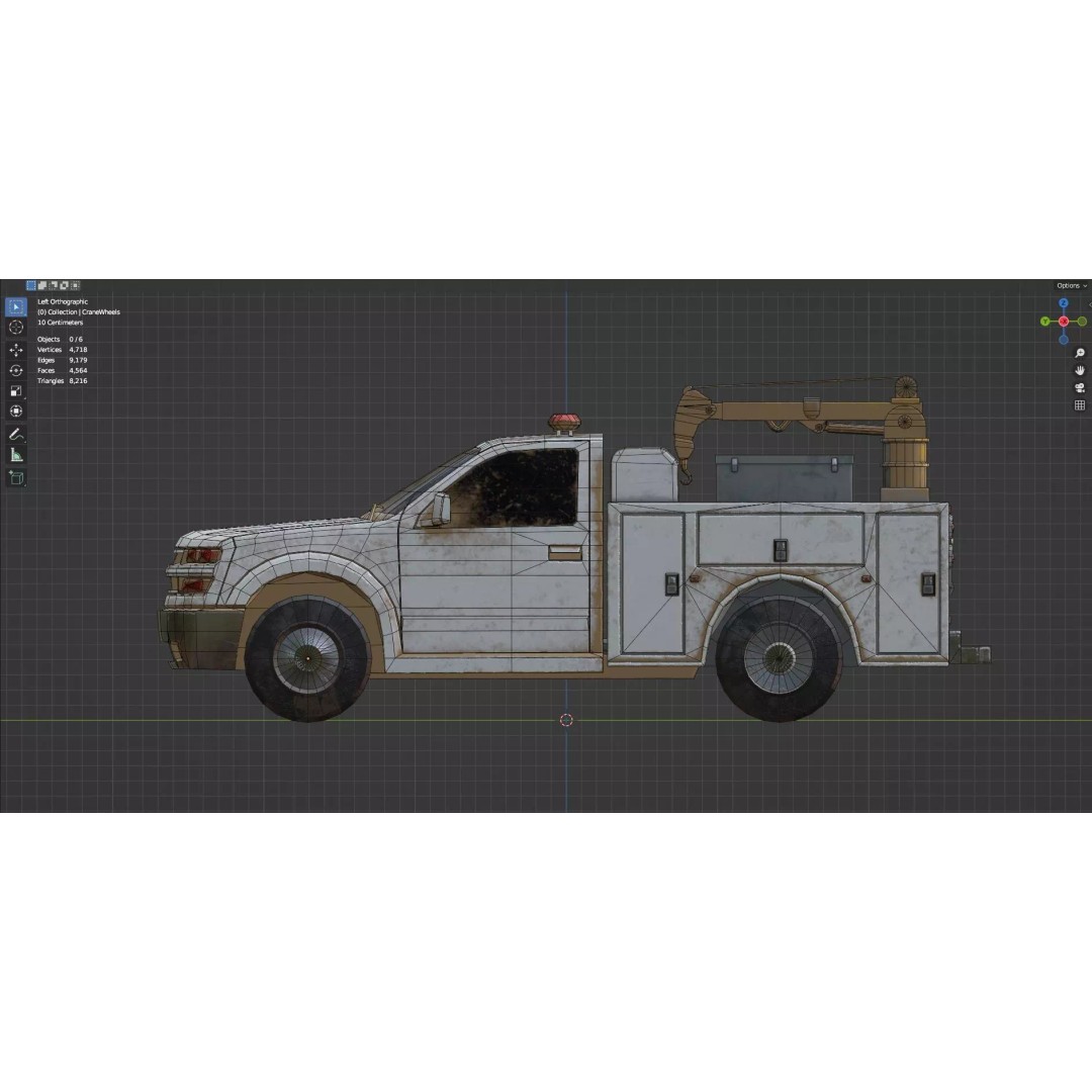Low Poly Industrial Crane Truck 3D Model – Textured Game Asset, FBX, OBJ - View 11
