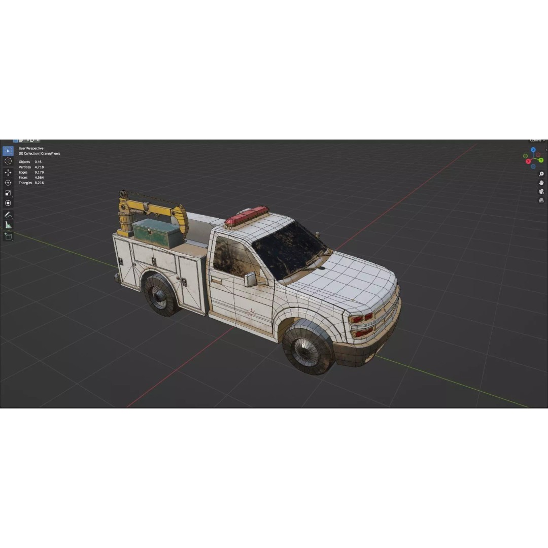 Low Poly Industrial Crane Truck 3D Model – Textured Game Asset, FBX, OBJ - View 14