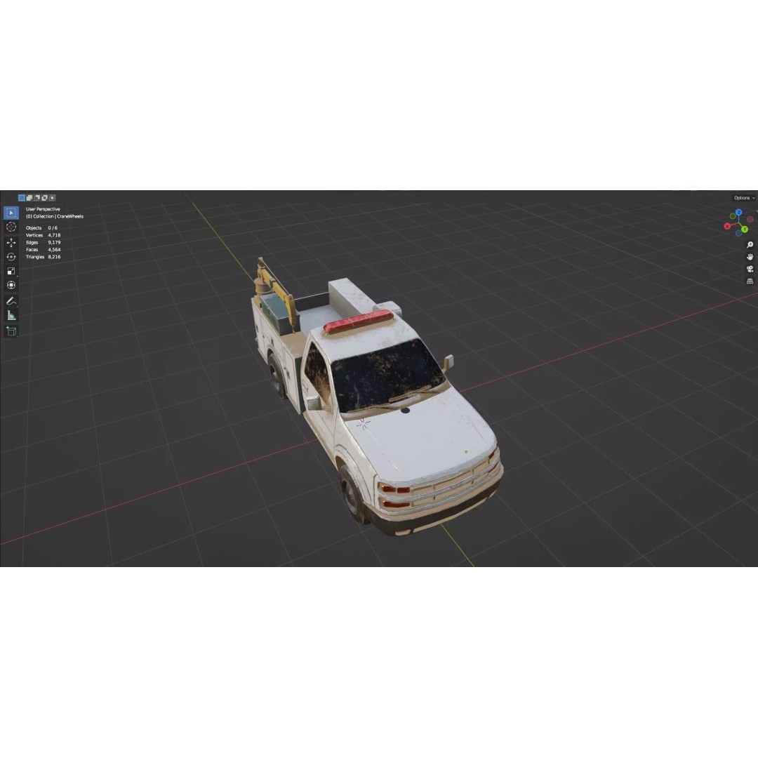 Low Poly Industrial Crane Truck 3D Model – Textured Game Asset, FBX, OBJ - View 17