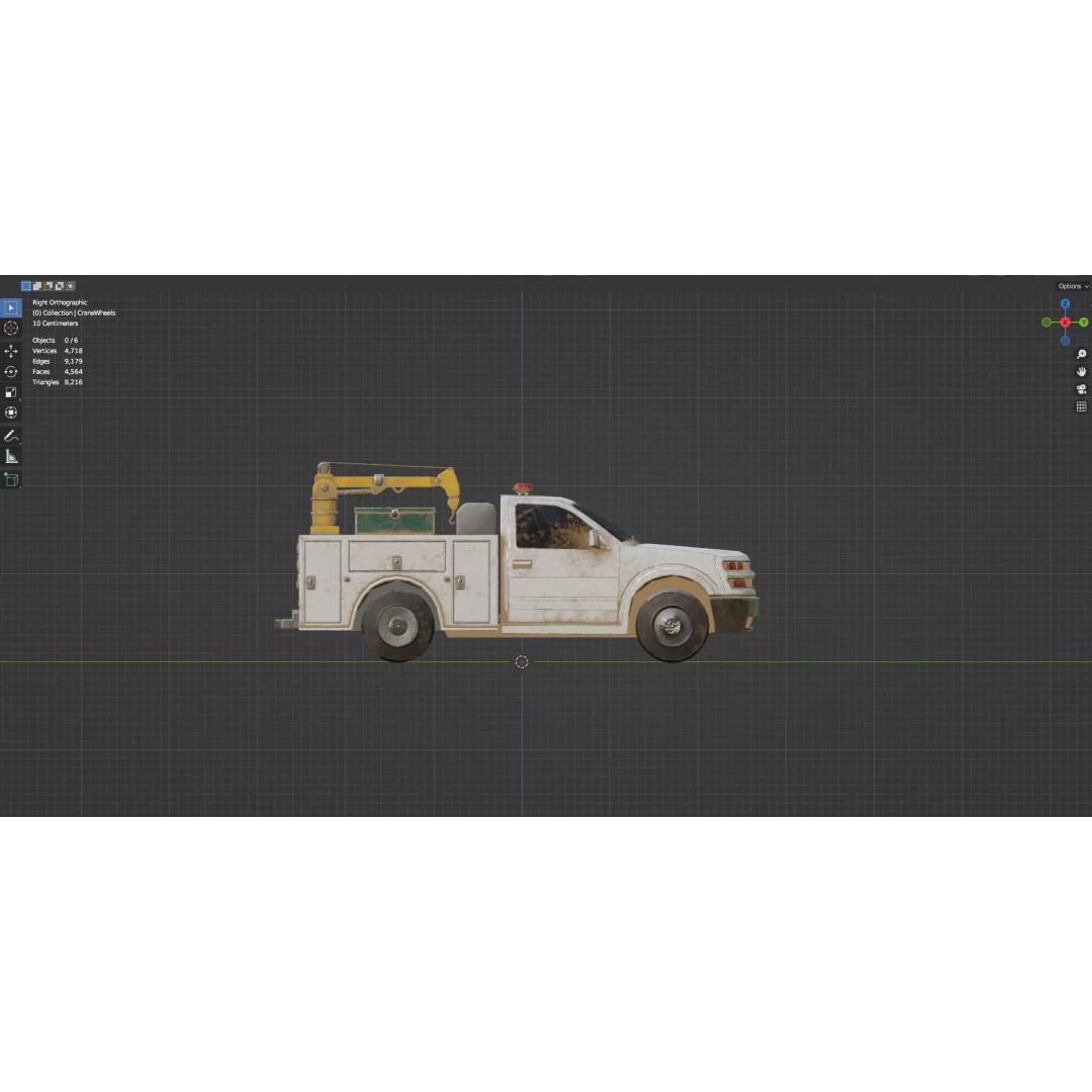 Low Poly Industrial Crane Truck 3D Model – Textured Game Asset, FBX, OBJ - View 18