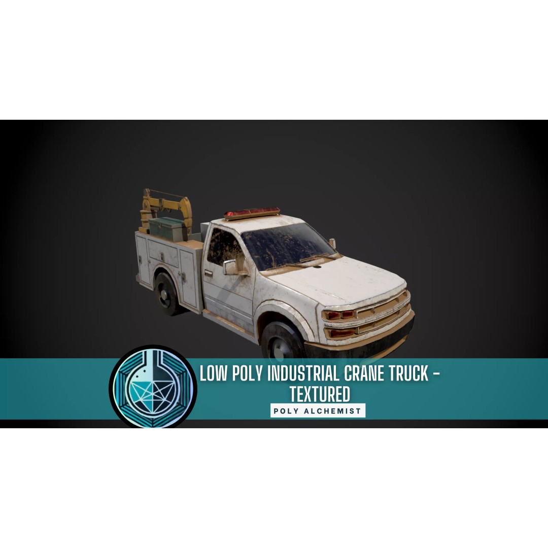 Low Poly Industrial Crane Truck 3D Model – Textured Game Asset, FBX, OBJ - View 2