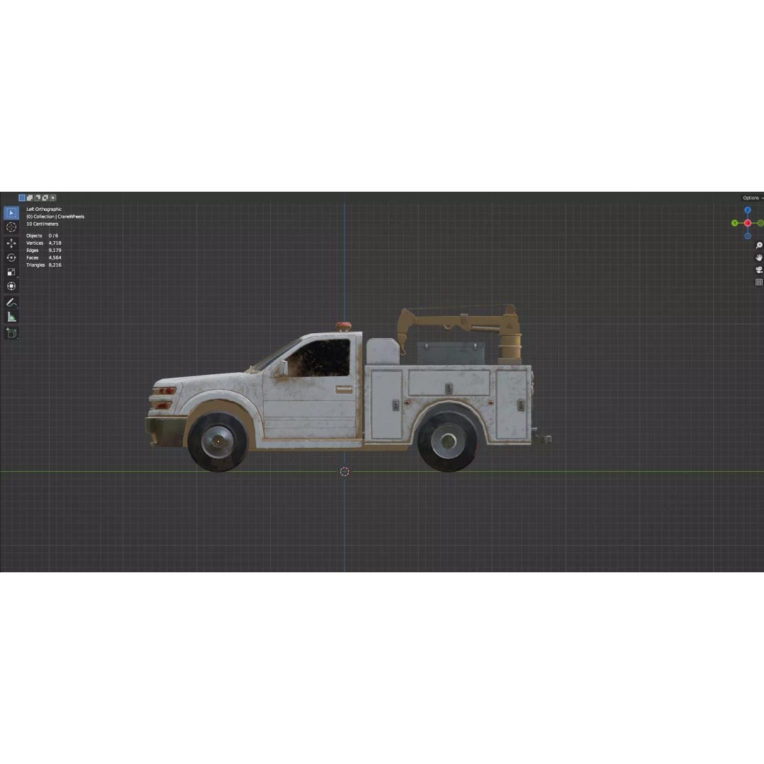 Low Poly Industrial Crane Truck 3D Model – Textured Game Asset, FBX, OBJ - View 20