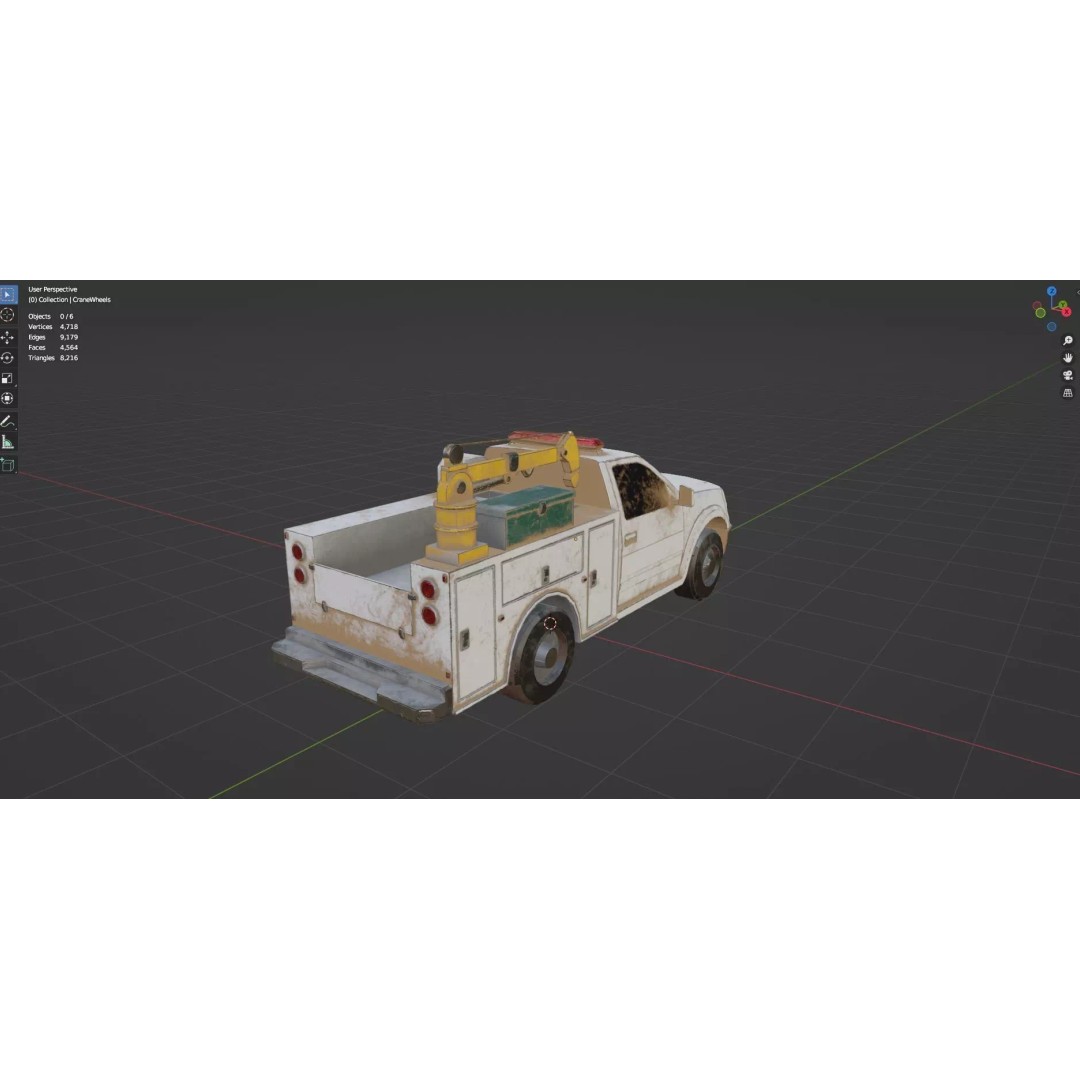 Low Poly Industrial Crane Truck 3D Model – Textured Game Asset, FBX, OBJ - View 22