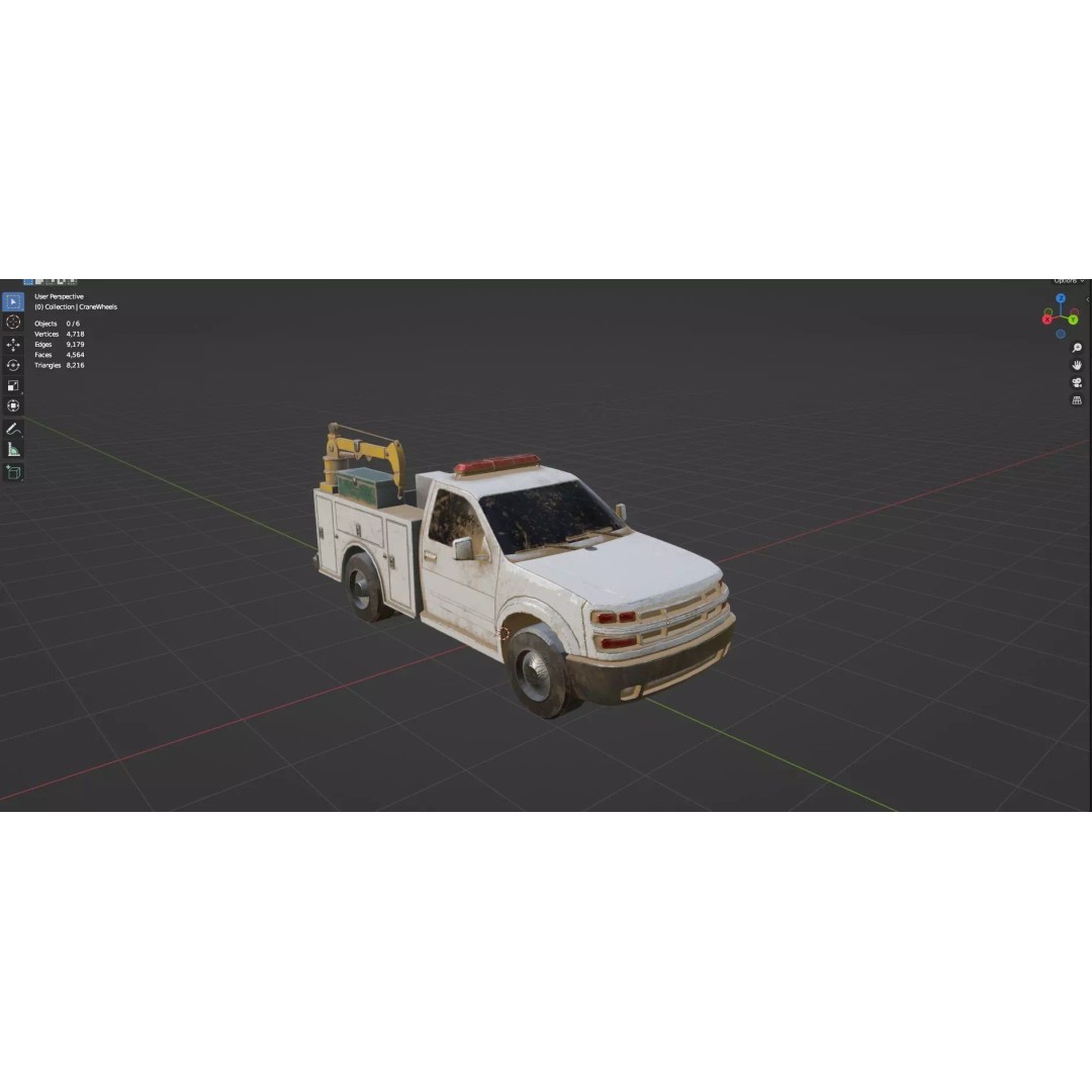 Low Poly Industrial Crane Truck 3D Model – Textured Game Asset, FBX, OBJ - View 23