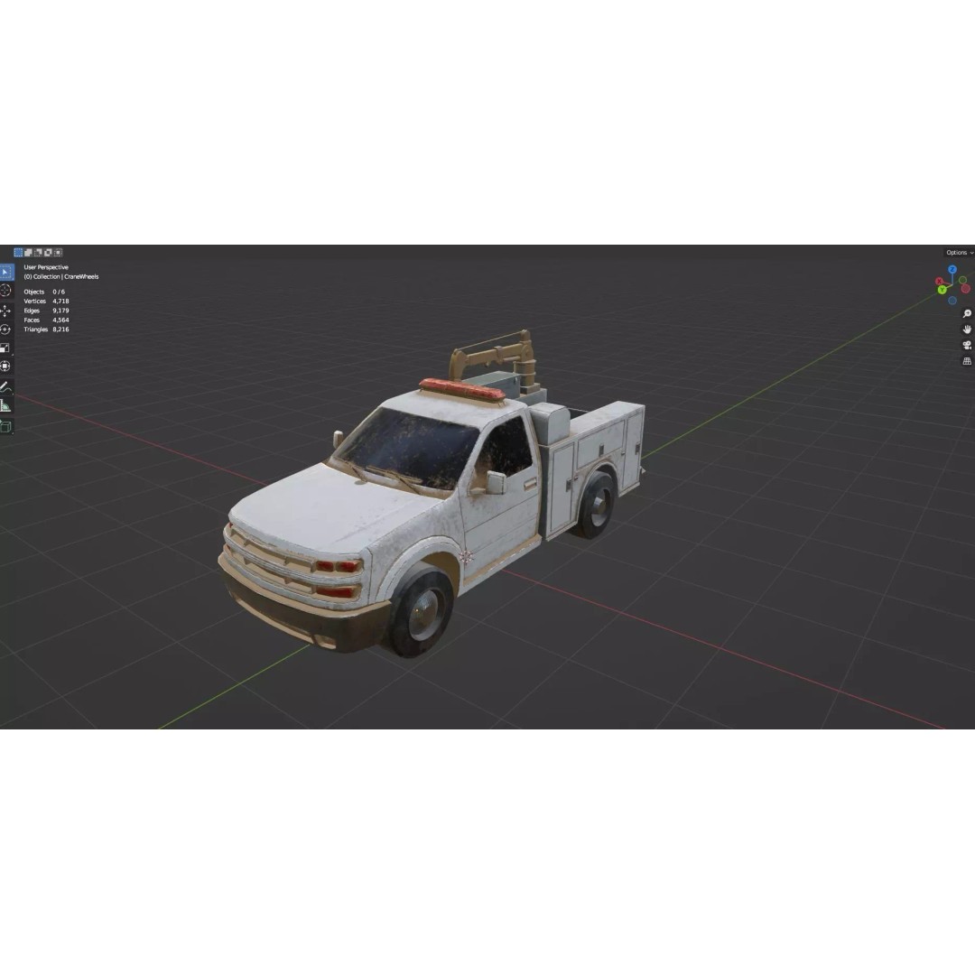Low Poly Industrial Crane Truck 3D Model – Textured Game Asset, FBX, OBJ - View 24