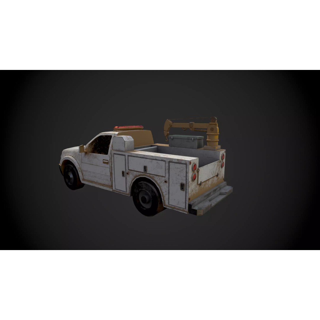 Low Poly Industrial Crane Truck 3D Model – Textured Game Asset, FBX, OBJ - View 4