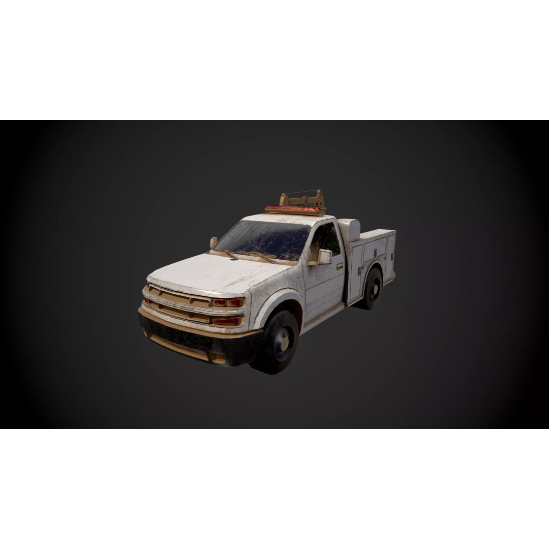 Low Poly Industrial Crane Truck 3D Model – Textured Game Asset, FBX, OBJ - View 6