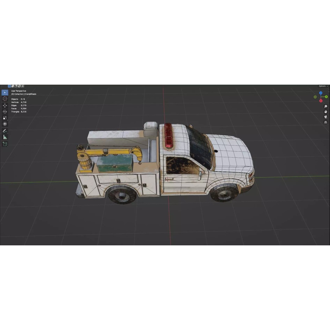 Low Poly Industrial Crane Truck 3D Model – Textured Game Asset, FBX, OBJ - View 8
