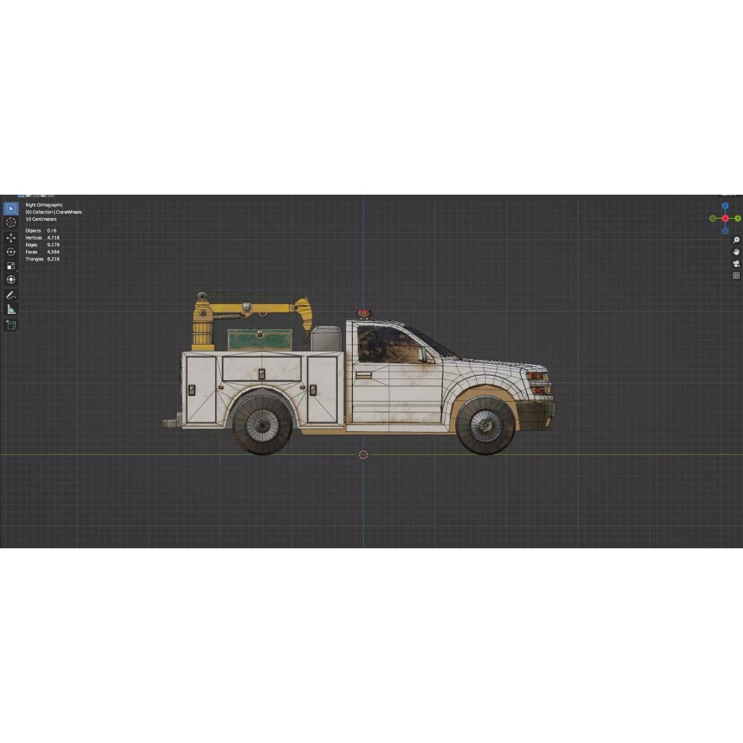 Low Poly Industrial Crane Truck 3D Model – Textured Game Asset, FBX, OBJ - View 9