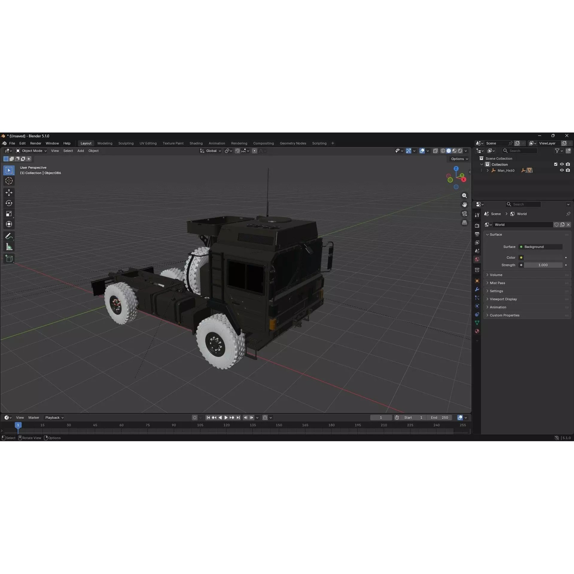 MAN HX60 4x4 Military Truck Chassis - Game-Ready 3D Model