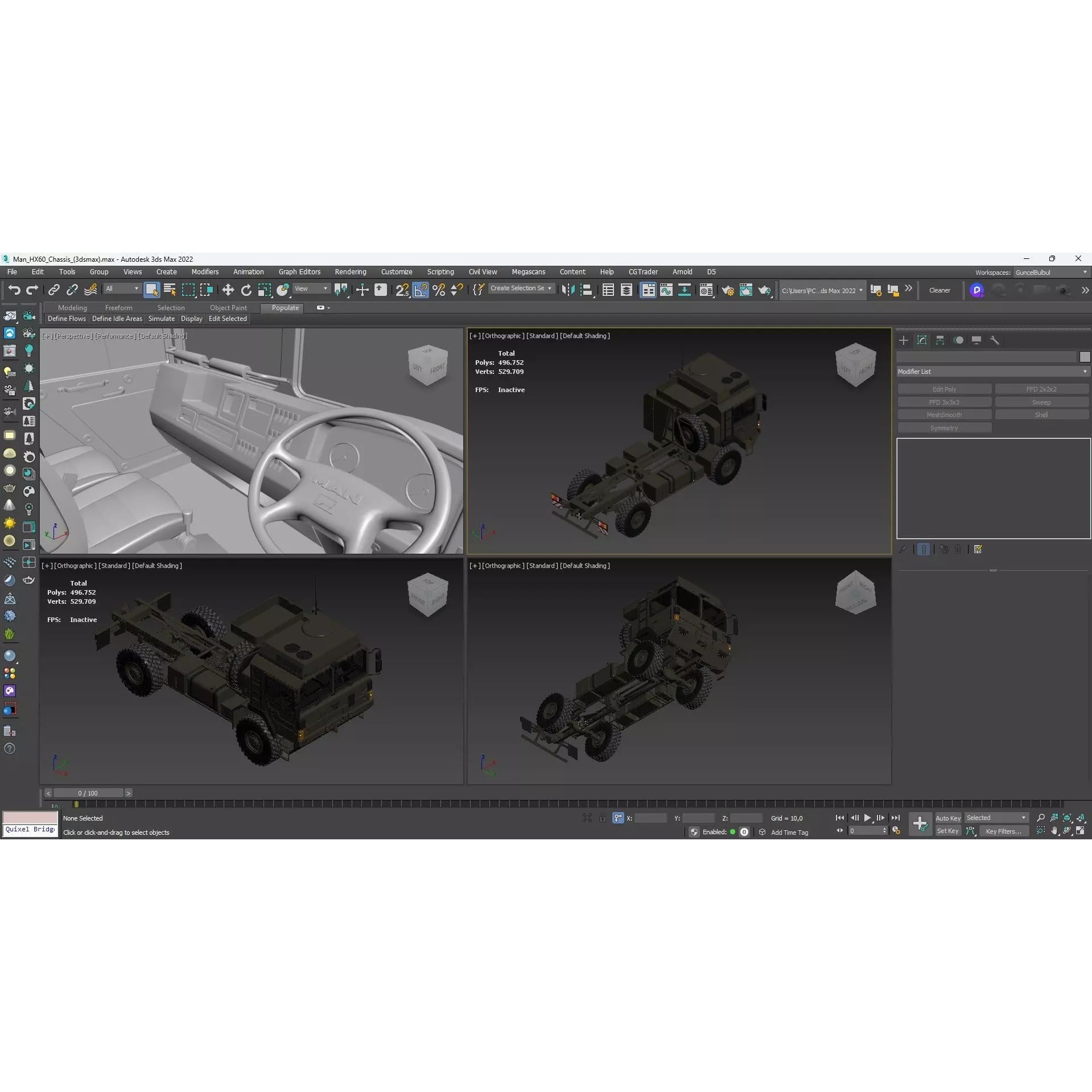 MAN HX60 4x4 Military Truck Chassis - Game-Ready 3D Model - View 27