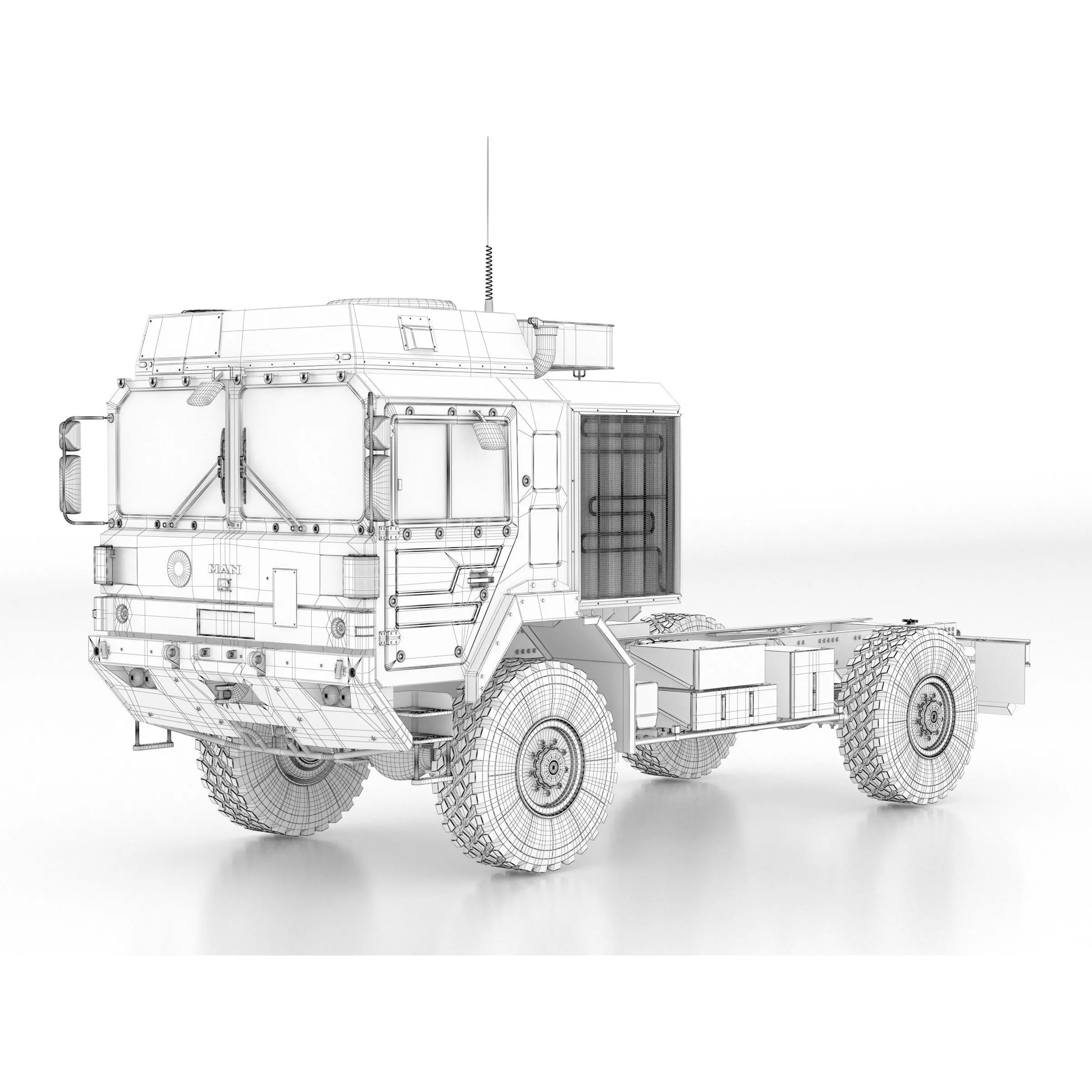 MAN HX60 4x4 Military Truck Chassis - Game-Ready 3D Model - View 4