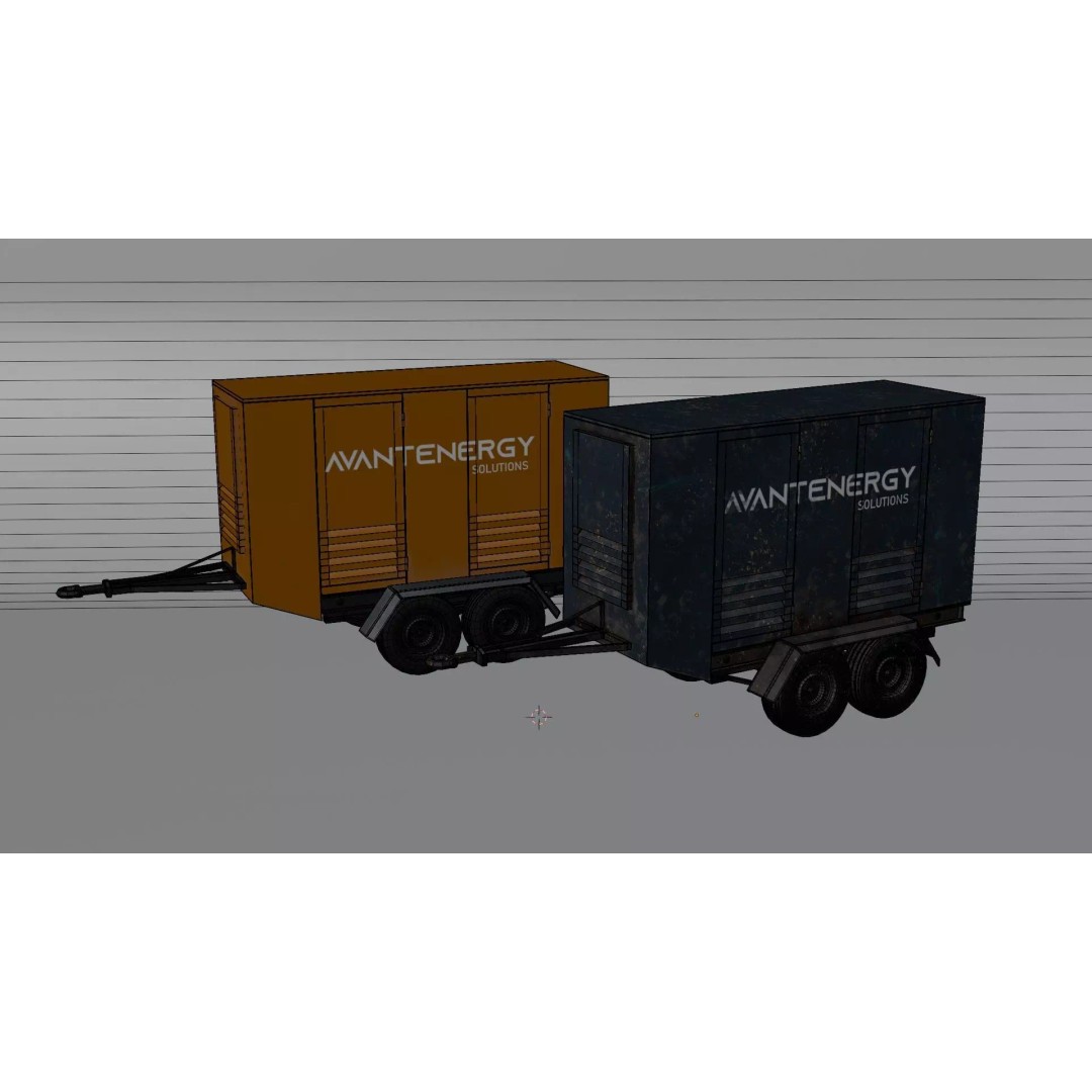 Mobile Generator Trailer 3D Model – Low Poly PBR Asset, FBX/OBJ - View 3