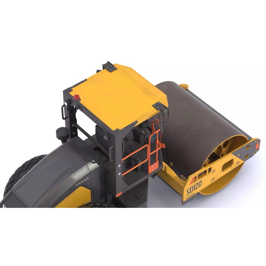 Volvo SD120 Soil Compactor 3D Model – High Poly PBR Asset, FBX/OBJ