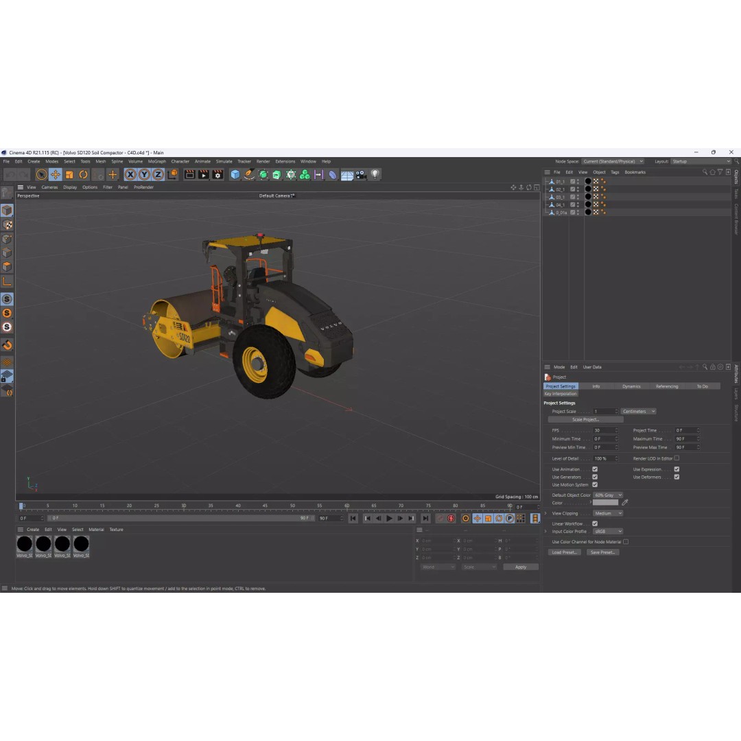 Volvo SD120 Soil Compactor 3D Model – High Poly PBR Asset, FBX/OBJ - View 12