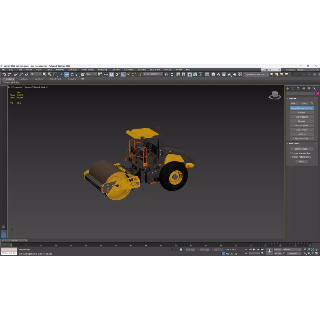 Volvo SD120 Soil Compactor 3D Model – High Poly PBR Asset, FBX/OBJ - View 13