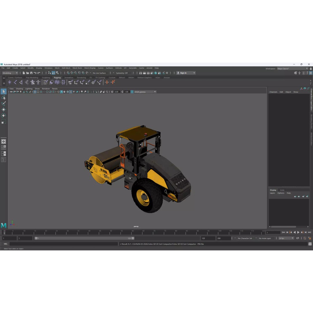 Volvo SD120 Soil Compactor 3D Model – High Poly PBR Asset, FBX/OBJ - View 14