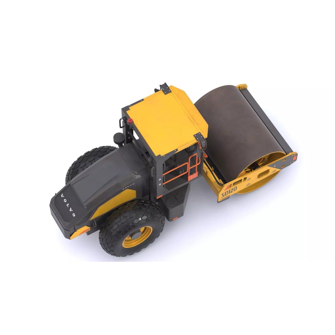 Volvo SD120 Soil Compactor 3D Model – High Poly PBR Asset, FBX/OBJ - View 15