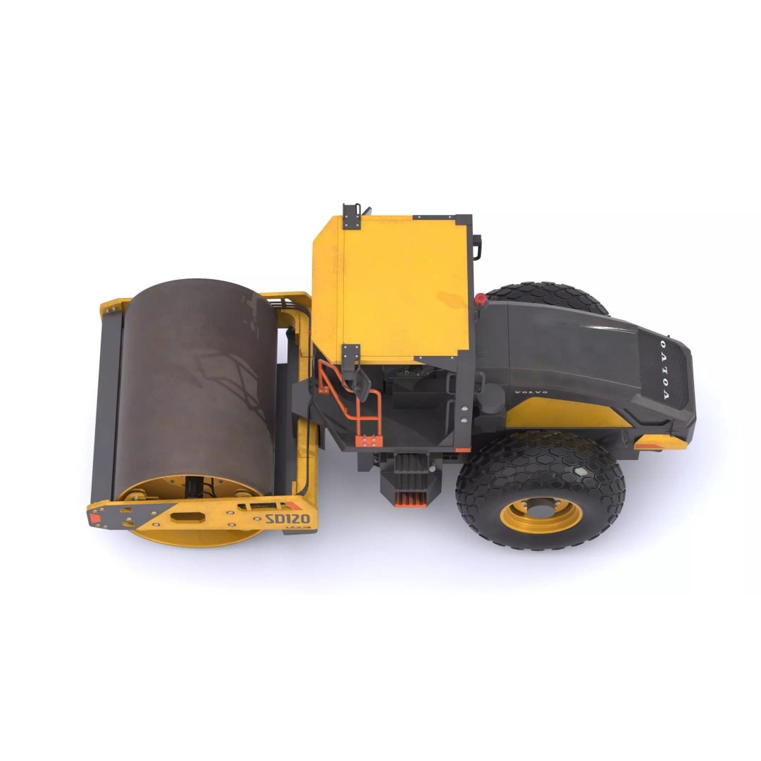 Volvo SD120 Soil Compactor 3D Model – High Poly PBR Asset, FBX/OBJ - View 16