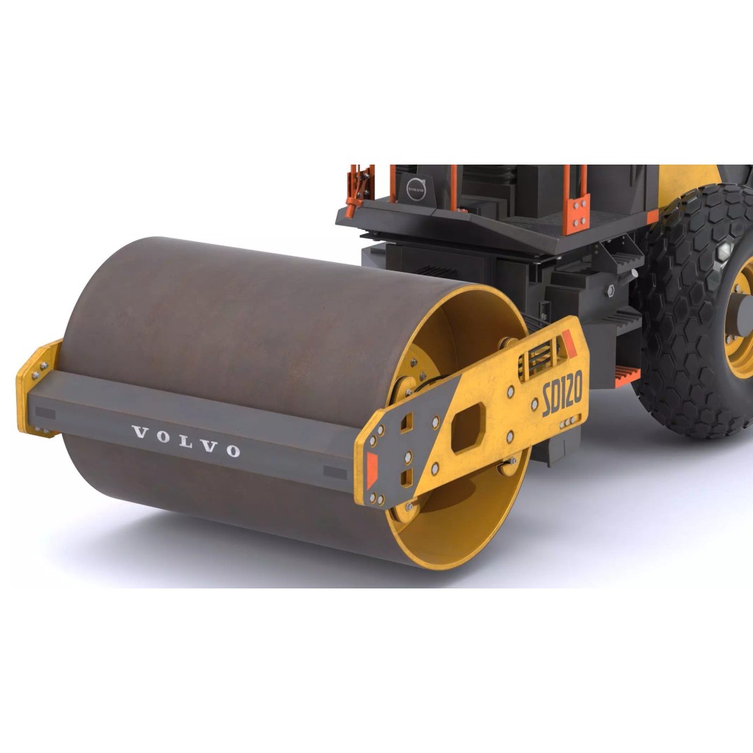 Volvo SD120 Soil Compactor 3D Model – High Poly PBR Asset, FBX/OBJ - View 17