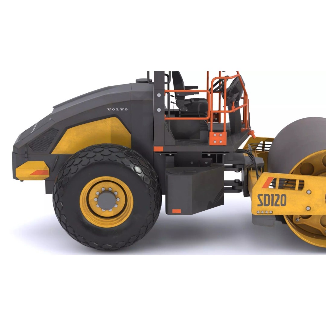 Volvo SD120 Soil Compactor 3D Model – High Poly PBR Asset, FBX/OBJ - View 18