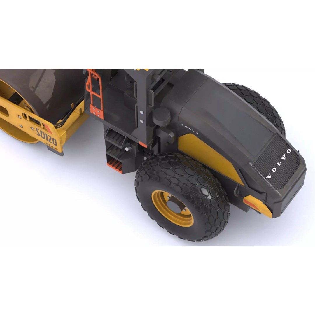 Volvo SD120 Soil Compactor 3D Model – High Poly PBR Asset, FBX/OBJ - View 19