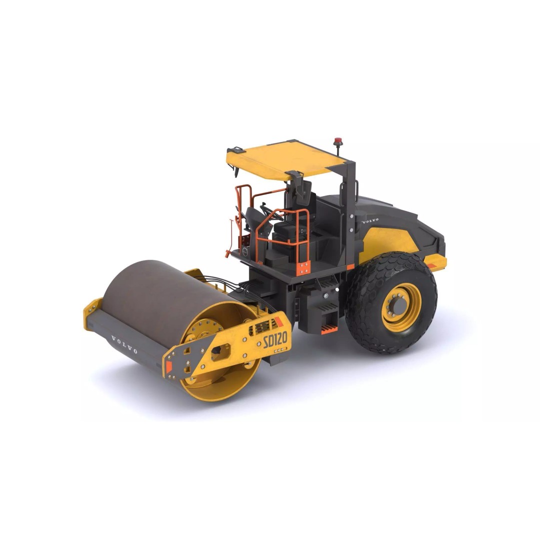 Volvo SD120 Soil Compactor 3D Model – High Poly PBR Asset, FBX/OBJ - View 2