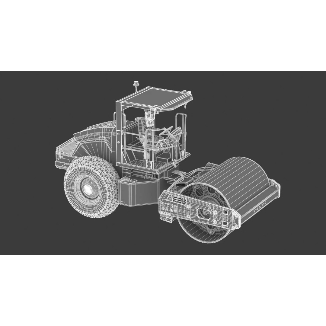 Volvo SD120 Soil Compactor 3D Model – High Poly PBR Asset, FBX/OBJ - View 21