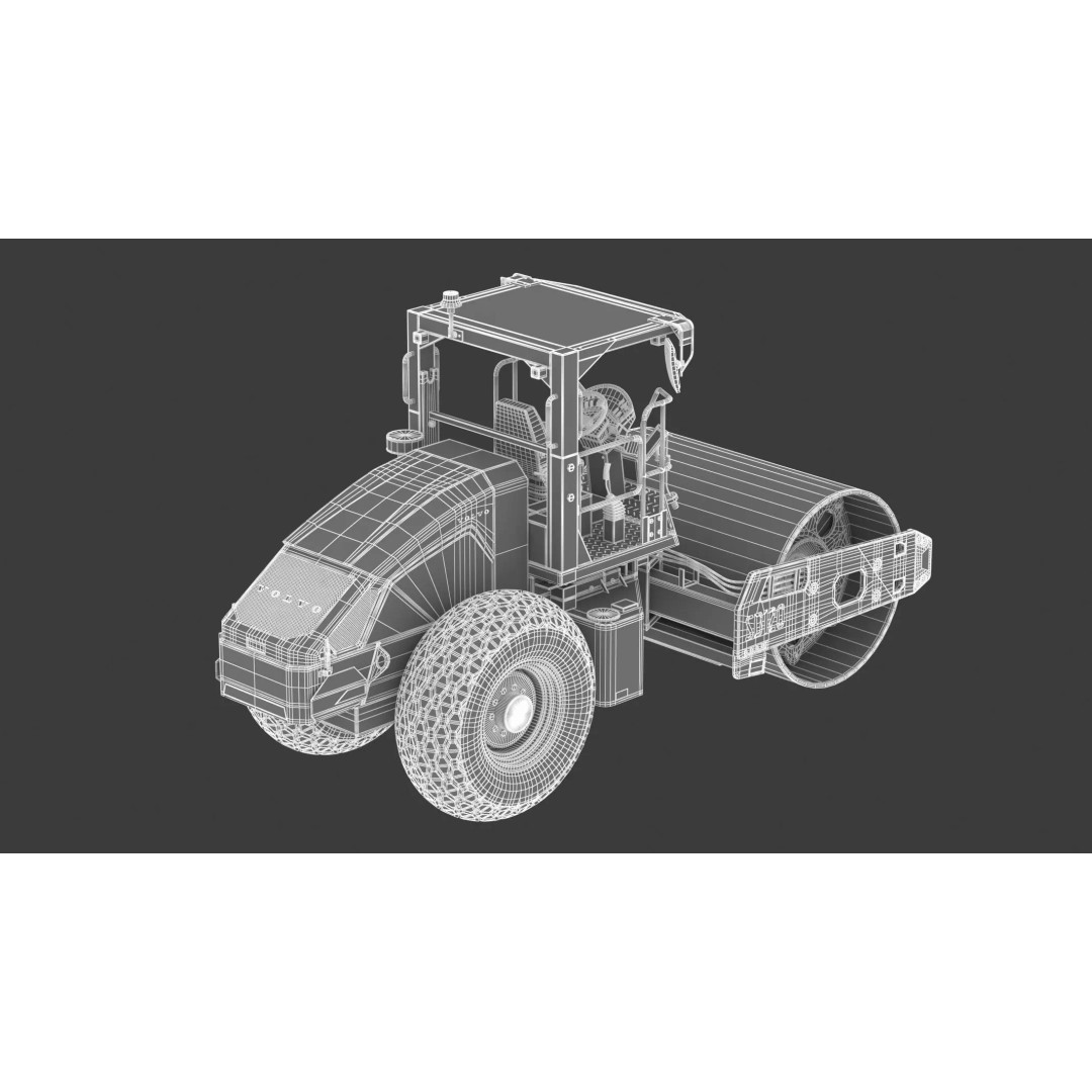 Volvo SD120 Soil Compactor 3D Model – High Poly PBR Asset, FBX/OBJ - View 23