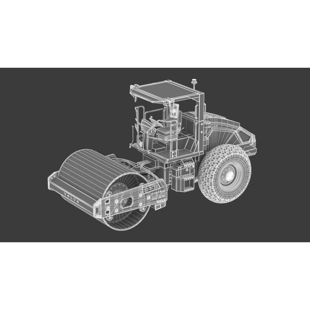 Volvo SD120 Soil Compactor 3D Model – High Poly PBR Asset, FBX/OBJ - View 3
